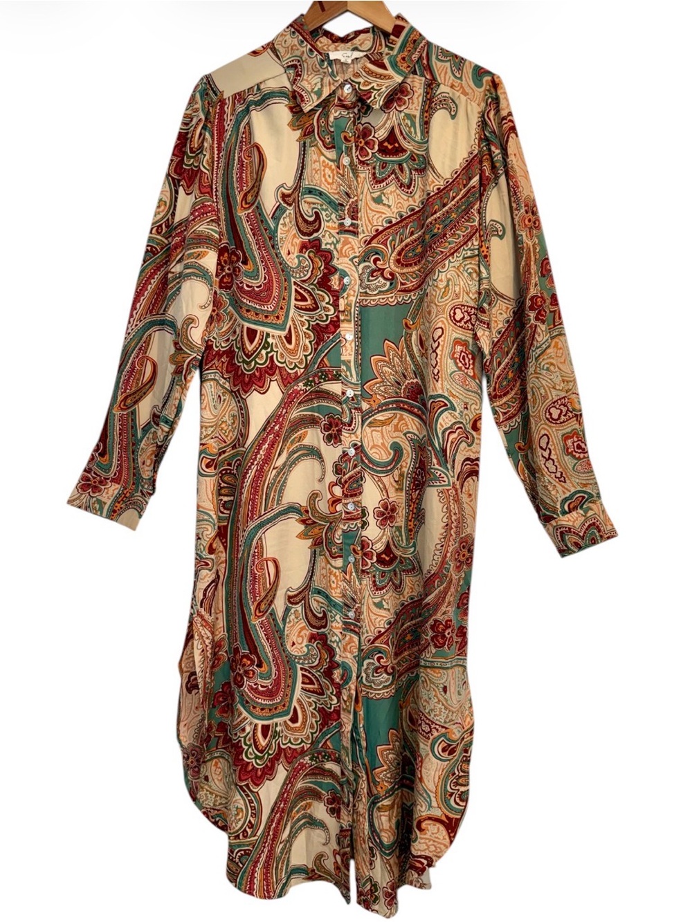 Easel Multicolor Paisley Long Sleeve Dress Large